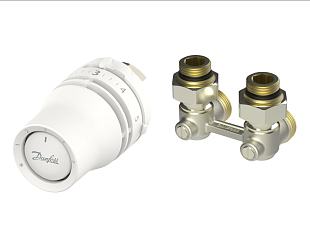 Súprava s termostatickou hlavicou Danfoss Redia M30x1.5 a H-kus RLV-KB rohový (015G5323)